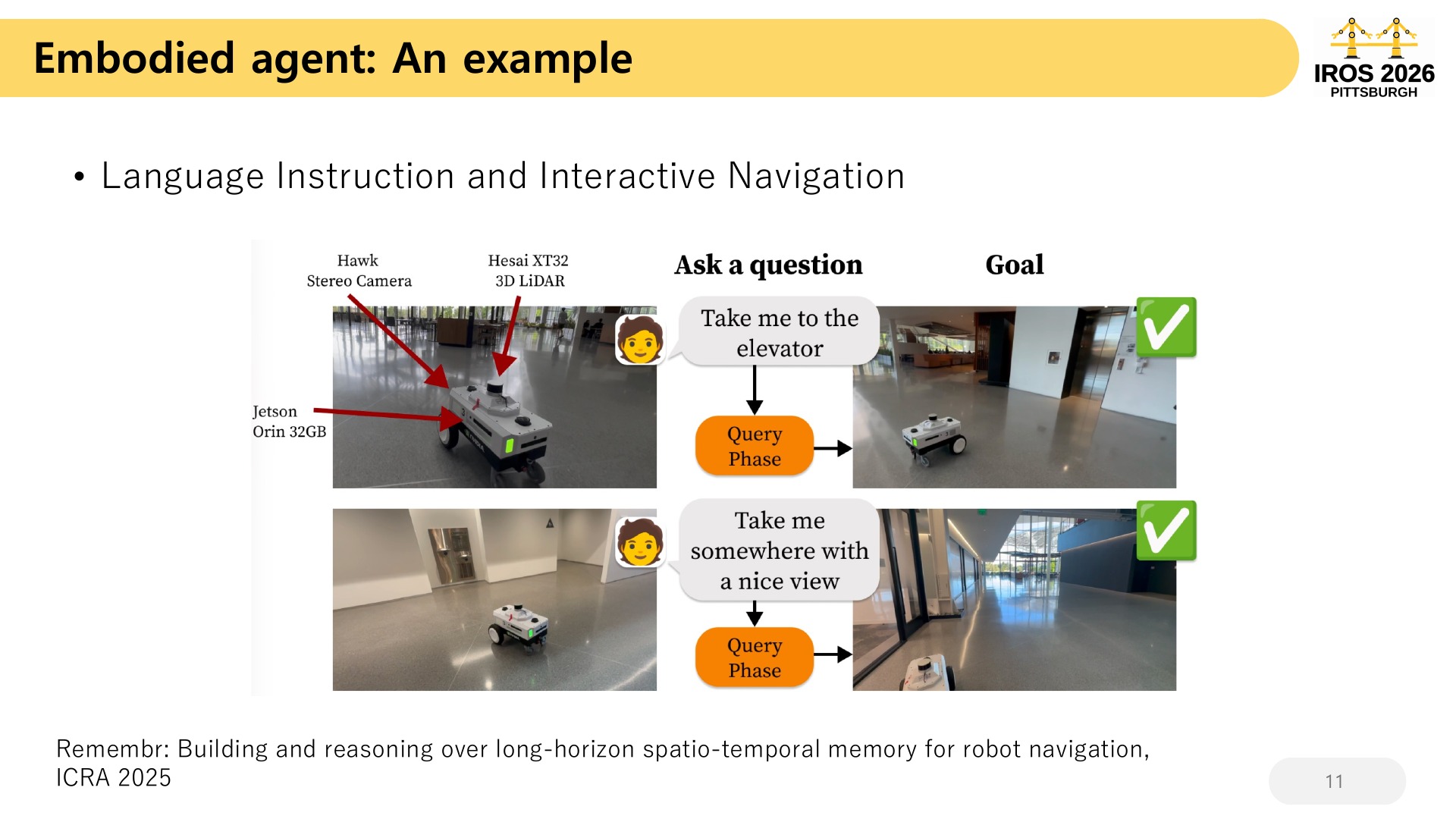 11 Language Instruction and Interactive Navigation Embodied agent:
